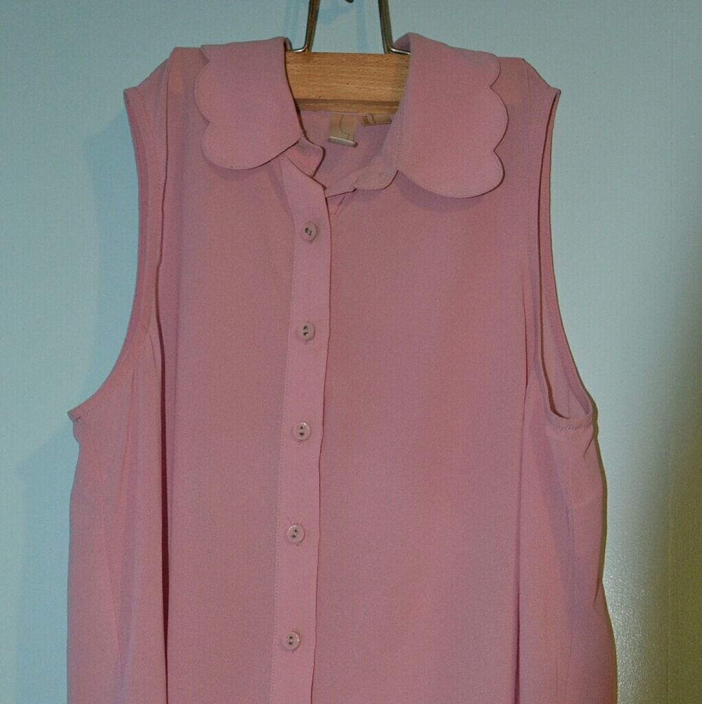 Blush scallop-collared blouse